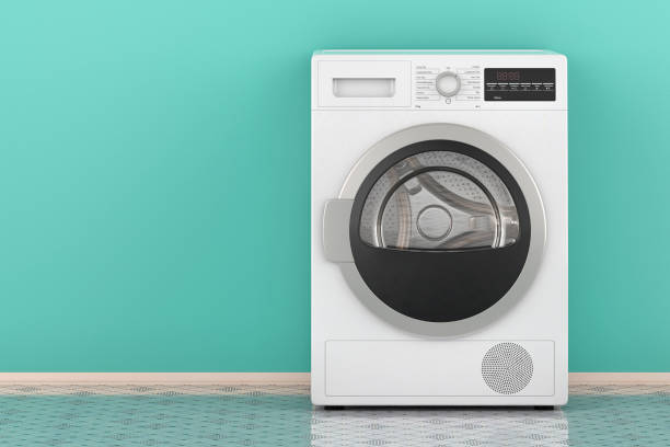 istock Clothes dryer in interior near the wall, 3D rendering 2159959000