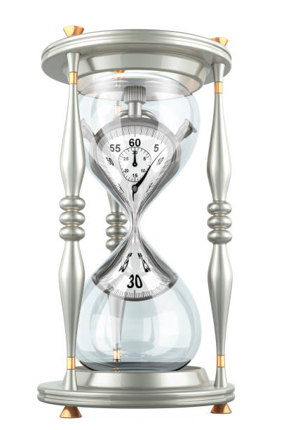 Sandglass, lost time concept. 3D rendering isolated on white background