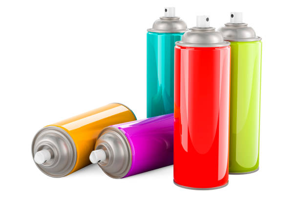 istock Set of colored spray paint cans, 3D rendering 2159959541