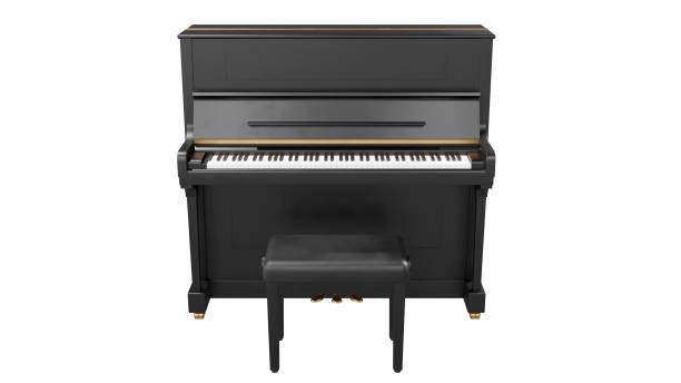 istock Front view of Classic piano in studio light, clipping path, 3d render 2159961545