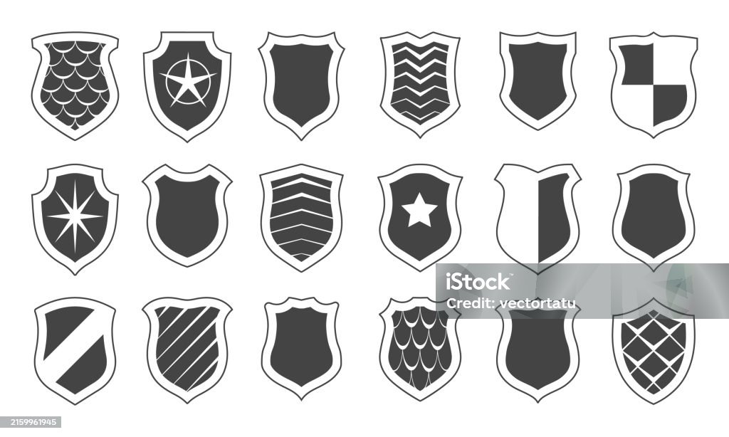 Shield Designs Army Military Shields Monochrome Security Labels Stock Illustration ...