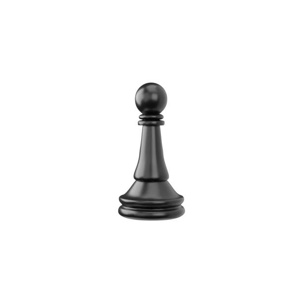 Black Pawn chess piece 3d plastic style vector icon, realistic chessmen pawn, strategy intellectual board game figurine Black Pawn chess piece 3d plastic style vector illustration. Realistic chessmen pawn icon isolated on white background. Strategy intellectual board game volume figurine board game piece stock illustrations