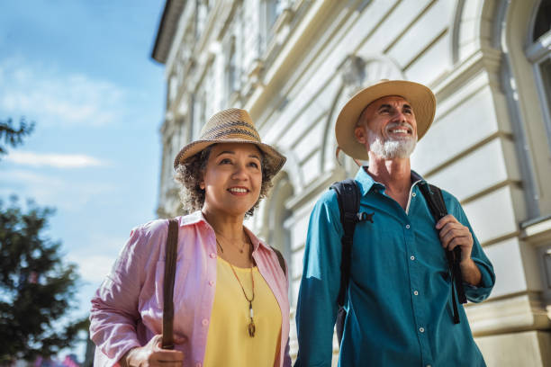 istock Elderly married couple exploring new city. 2159965271