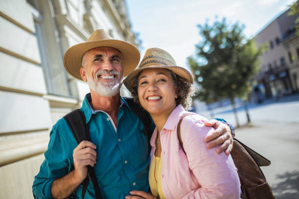 istock Elderly married couple exploring new city. 2159965416