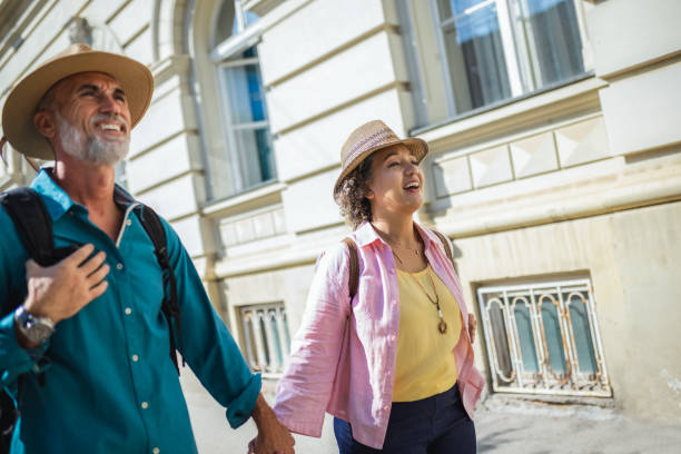 istock Elderly married couple exploring new city. 2159965430