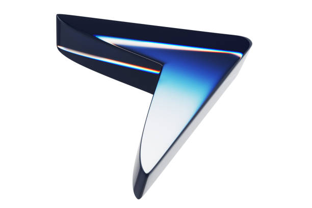 Close-up of transparent glass computer cursor on white background. 3d rendering illustration.