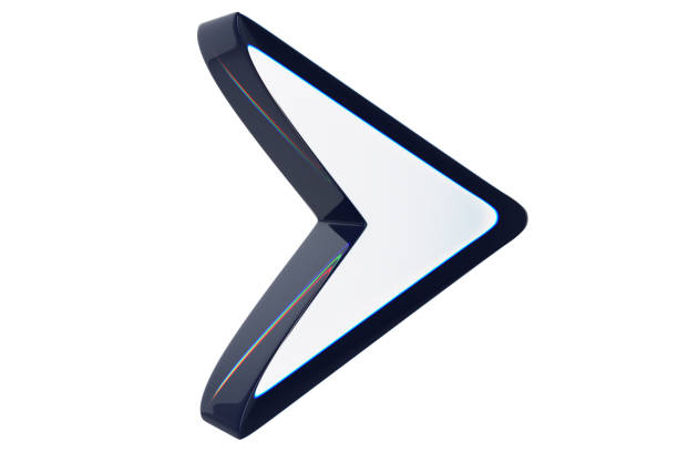 Close-up of transparent glass computer cursor on white background. 3d rendering illustration.