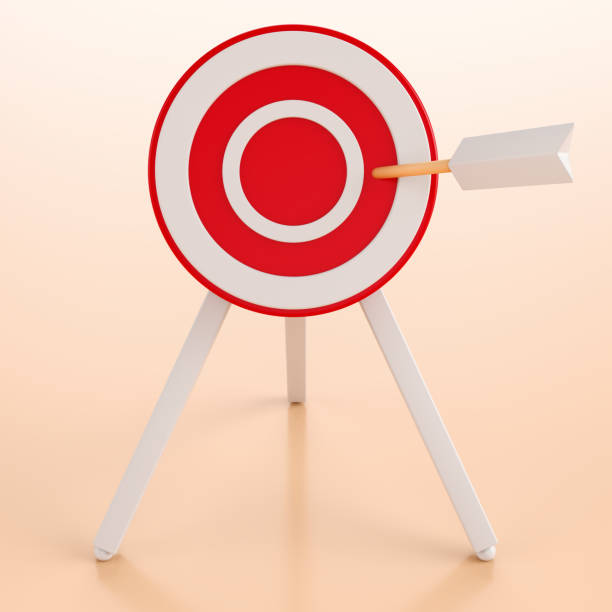 istock Close-up of target with arrow from bow. 3d rendering illustration. 2159968290