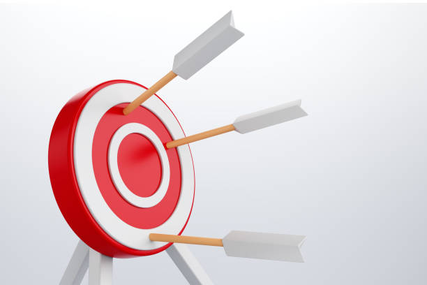 istock Close-up of target with arrow from bow. 3d rendering illustration. 2159968306