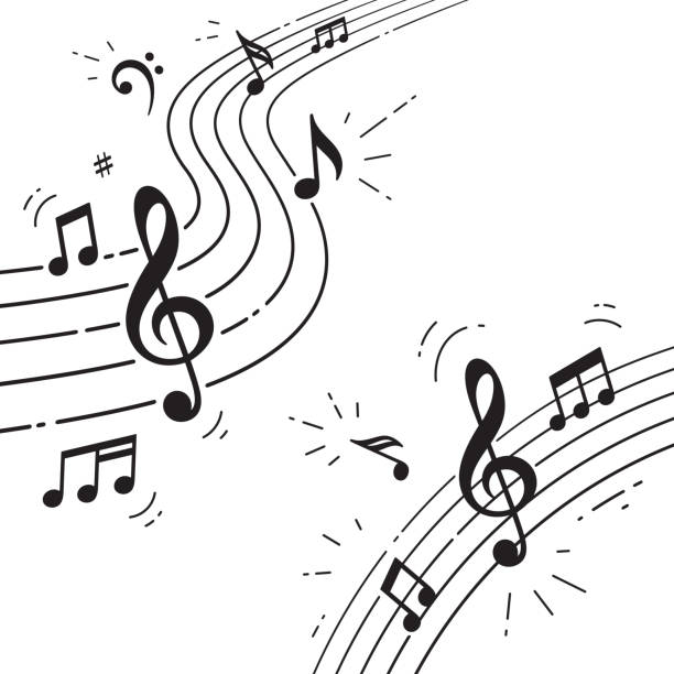 illustrazioni stock, clip art, cartoni animati e icone di tendenza di disegno note musicali - nota