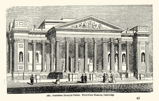 istock Neo classical architecture, Corinthian Octastyle Portico, Fitzwilliam Museum, Cambridge, 19th Century Woodcut 2159979558