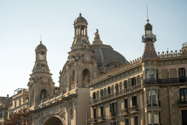 Iconic building of Coliseum, the famous theatre and cinema, in Barcelona, Spain