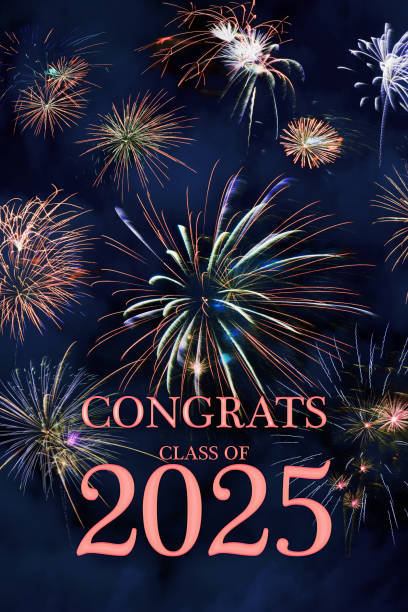 istock CONGRATS CLASS of 2025 lettering with beautiful fireworks 2159988749