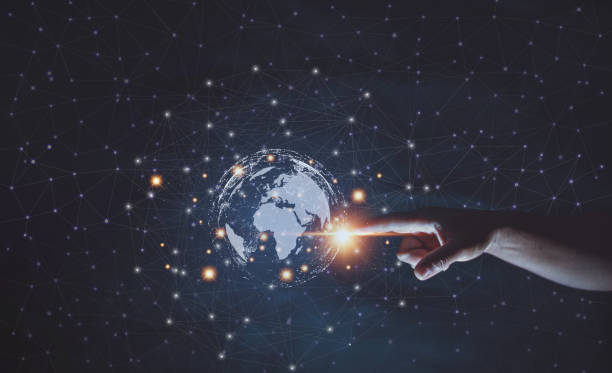 istock Hand pointing virtual global internet world connection of metaverse technology digital network, Futuristic smart digital communication wireless technology, Internet of things, Global innovation. 2159993799