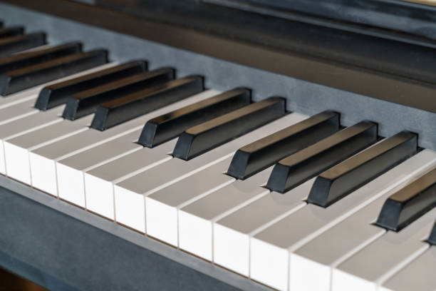 istock Black and White Piano Keys view From Above, Flat Lay Image,top view 2159994522