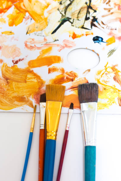 istock Artist's Paintbrushes and DIrty Palette 2160000221