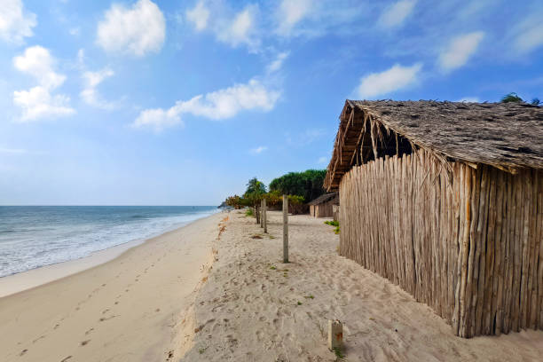 straw hut on the beach in Africa in the evening light. Beautiful seascape. A straw hut on the beach in Africa in the evening light. Beautiful seascape. sainte marie stock pictures, royalty-free photos & images
