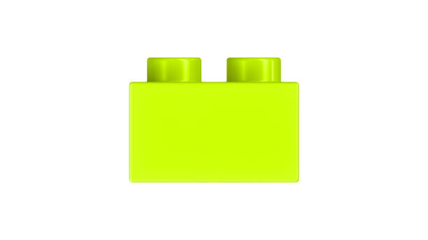 Lime Green Toy Block Isolated on a White Background.