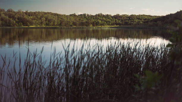 Smooth lake with ripples in Manitoba