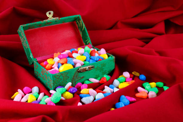 Chest that stores colorful stones