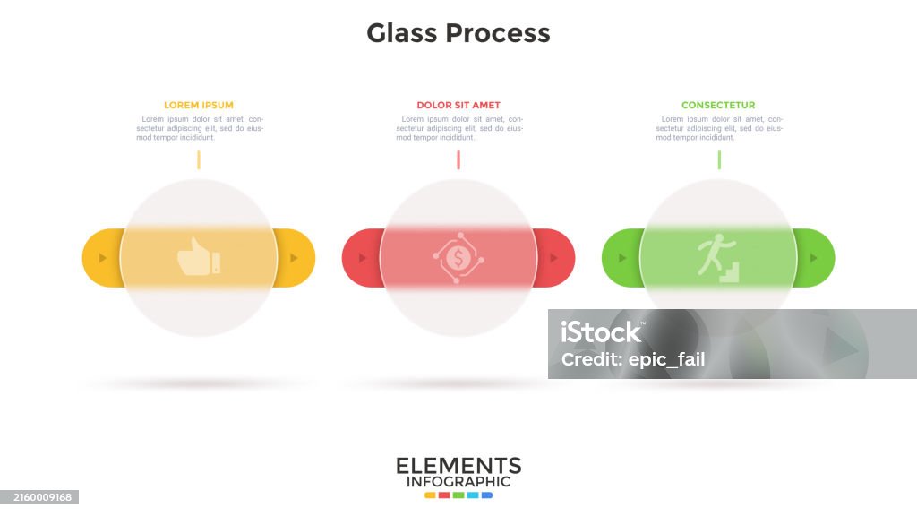 Process Chart Detailed Rounded Icon Process Chart With 3 Rounded Elements Behind Translucent Circles Placed ...