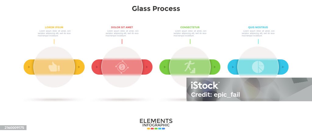 Process Chart Detailed Rounded Icon Process Chart With 4 Rounded Elements Behind Translucent Circles Placed ...