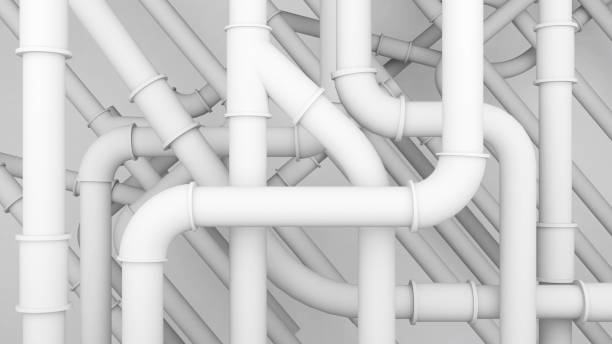 istock conceptual  a water pipe system operatesWhite pipe on a white background, plumbing and construction industry.,3d rendering 2160014304
