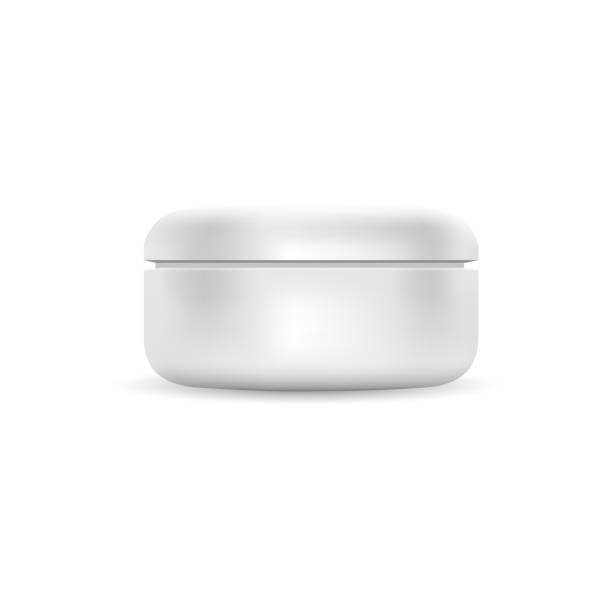 istock Mockup of round white plastic cosmetic jar for branding. Vector 2160018814