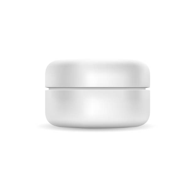 istock Mockup of round white plastic cosmetic jar for branding. Vector 2160018824