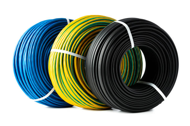 istock Three Rolls of Electrical Wire Isolated on White Background 2160025835