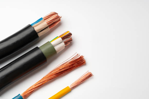istock Various Electrical Wires With Exposed Copper Strands on White Background 2160026017