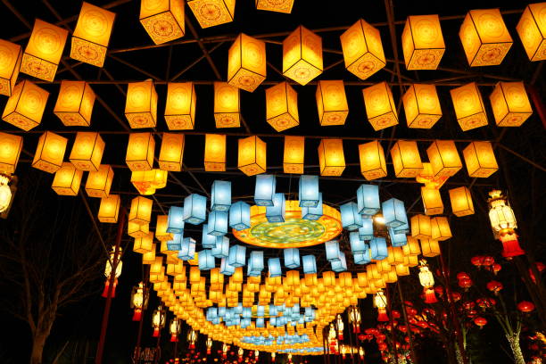 Chinese festive lantern at night, Chinese traditional lanterns at night