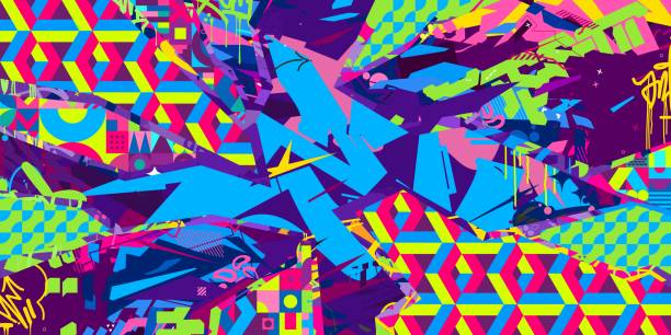 istock Trendy Abstract Urban Street Art Graffiti Style Vector Collage Illustration Background Template 2160033848
