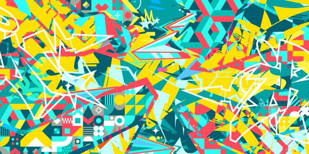 istock Trendy Abstract Urban Street Art Graffiti Style Vector Collage Illustration Background Template 2160033932