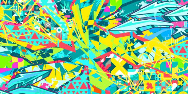 istock Cool Modern Abstract Urban Street Art Graffiti Style Vector Collage Illustration Background Template 2160035093
