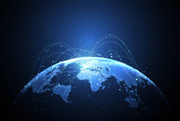 istock Global network connection. World map point and line composition concept of global business. Vector Illustration 2160041291