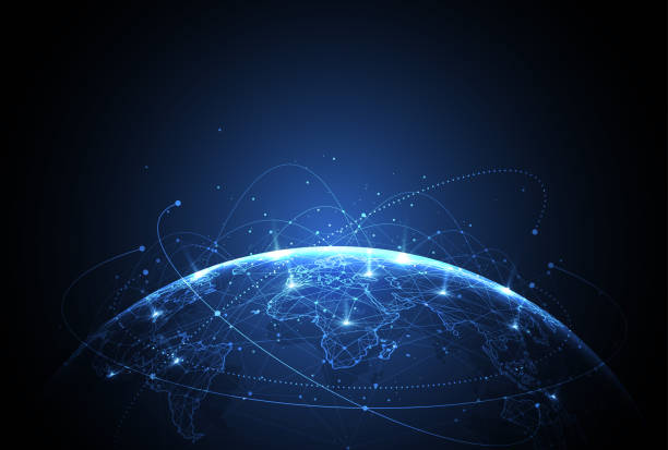 istock Global network connection. World map point and line composition concept of global business. Vector Illustration 2160041309