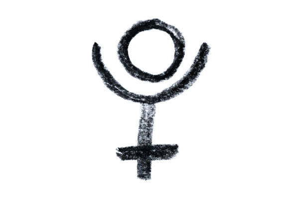 A hand-drawn Pluto symbol in black pencil isolated on a white background. Perfect for astrology-themed designs, horoscope articles, and spiritual projects