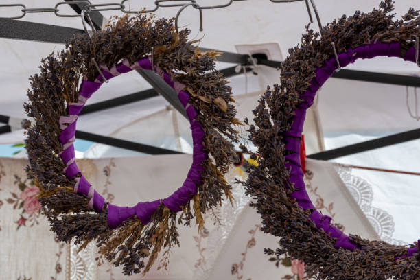 Wreath of lavender flowers. Decorative rustic object