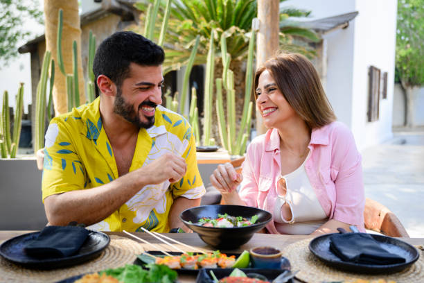 Saudi vacationers relaxed and laughing