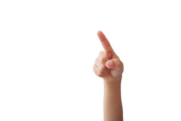 istock Asian boy's hands making gestures on white background 2160044526