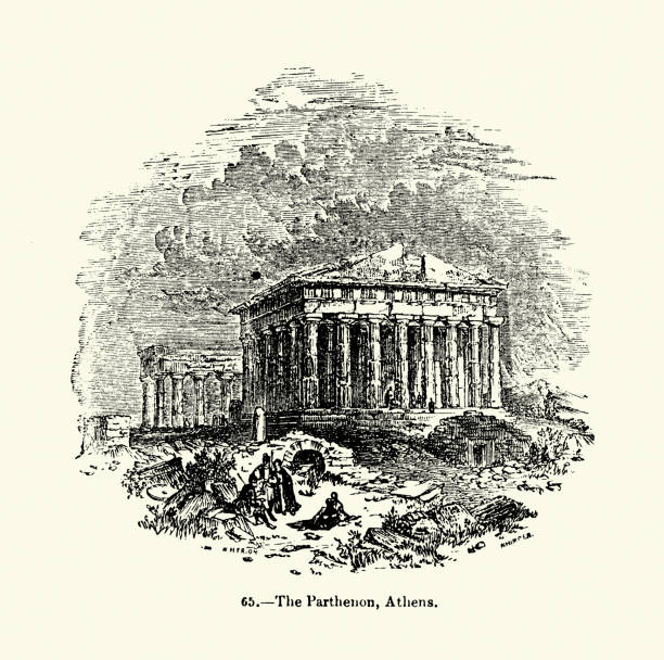 istock Ancient classical Greek architecture, Parthenon, Athens, 19th Century woodcut 2160047803