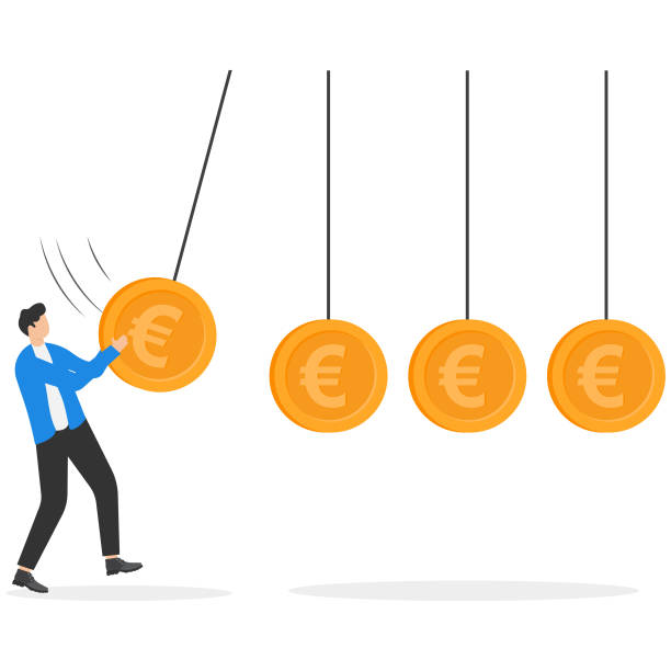 istock Desire to develop highly profitable business, motivation to achieve wealth, leadership to increase wages, financial growth, increasing investment portfolio, man launches balls in the form of euro coins. 2160050947