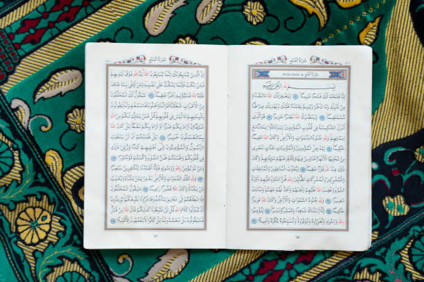 The Holy Quran over Muslim Prayer Carpet