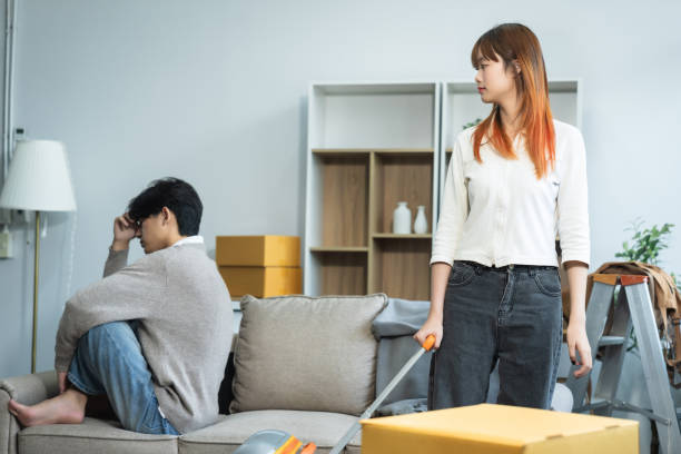 istock Unhappy young couple, having problems in relationship, thinking of breaking up or divorce, upset. 2160052379