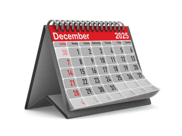 istock 2025 year. Calendar for December. Isolated 3D illustration 2160055561