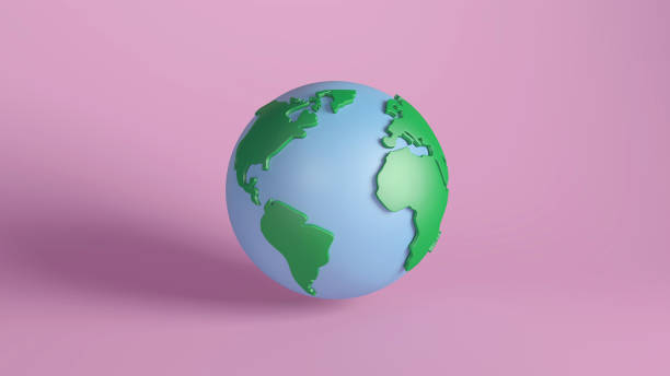 istock 3D Render of Earth Globe with Green Continents on Pink Background 2160056653