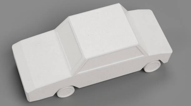 Realistic 3D Render of Paper Car