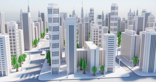 istock Realistic 3D Render of Paper City Model 2160059978