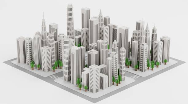 istock Realistic 3D Render of Paper City Model 2160060015